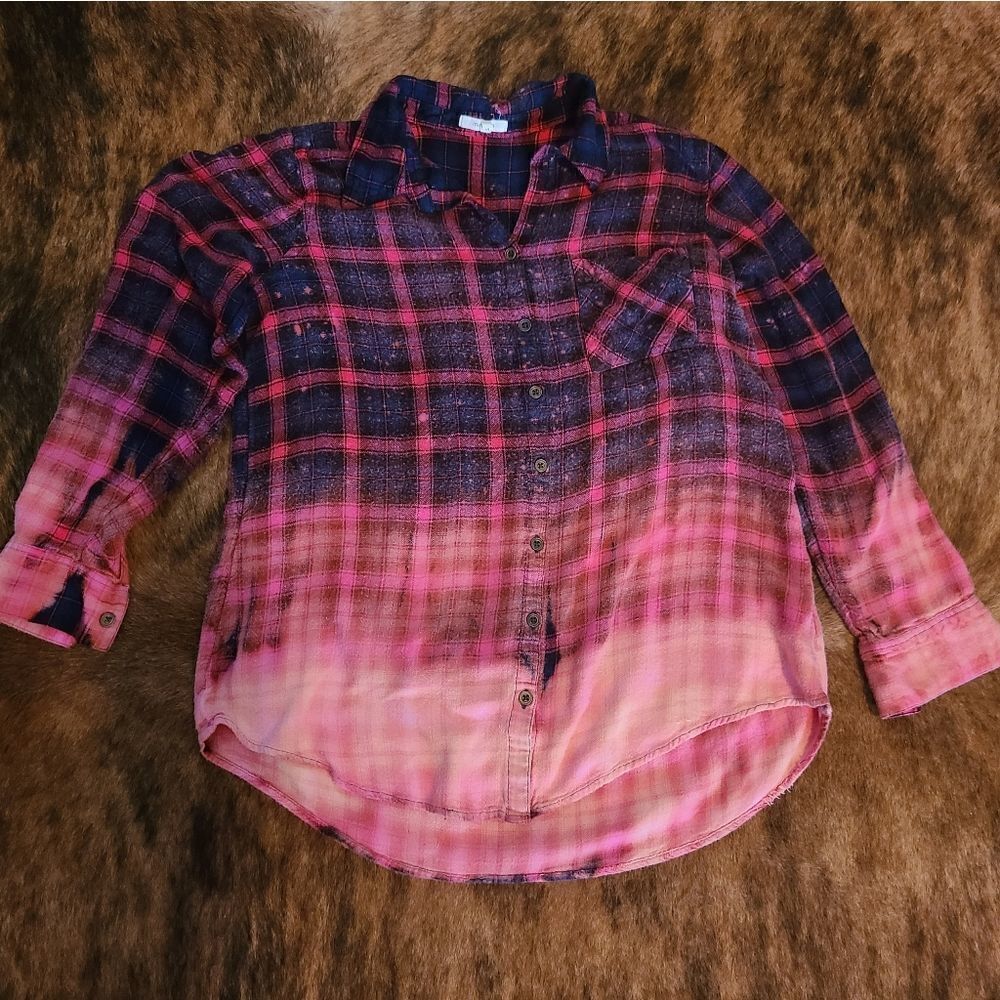Upcycled bleached flannel  